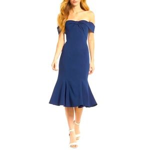 Gal Meets Glam Navy Blue Off Shoulder Dress 12 Tyler Scuba